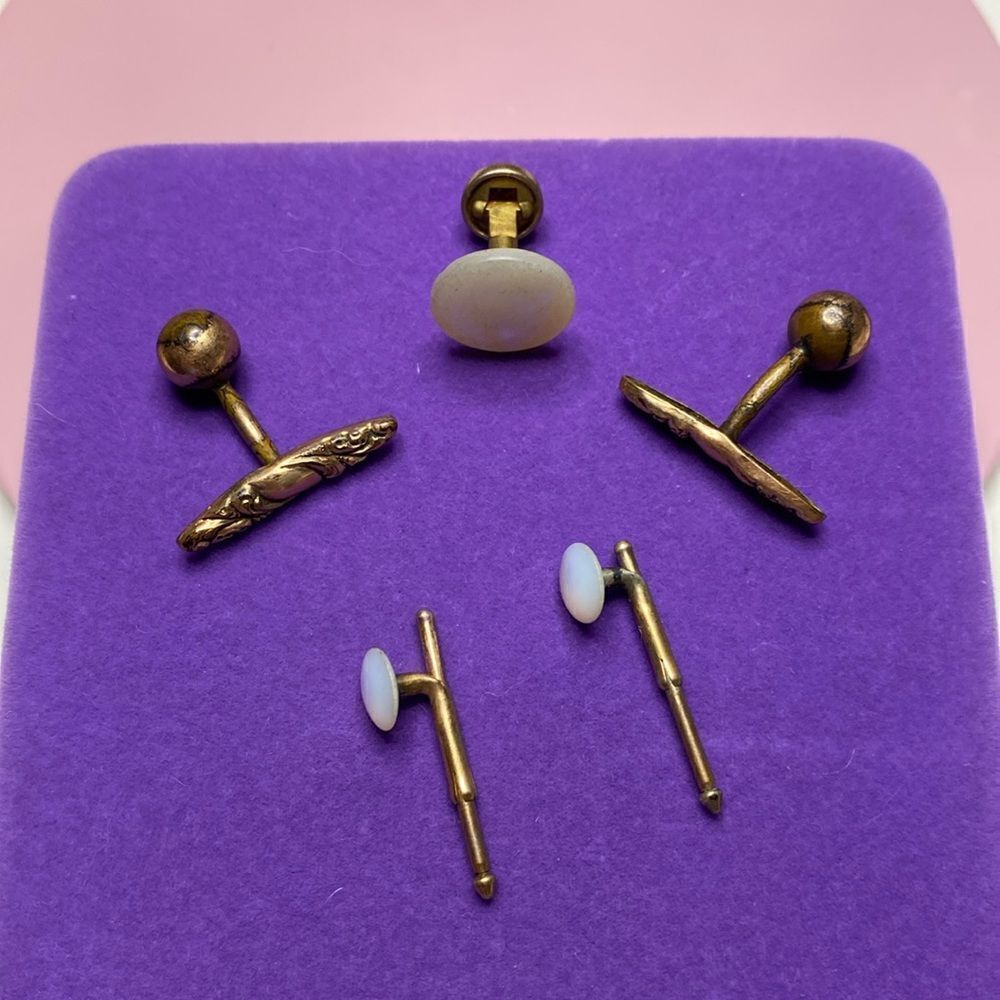 💛 Antique Gold Filled Cufflink & Button Lot As-Is